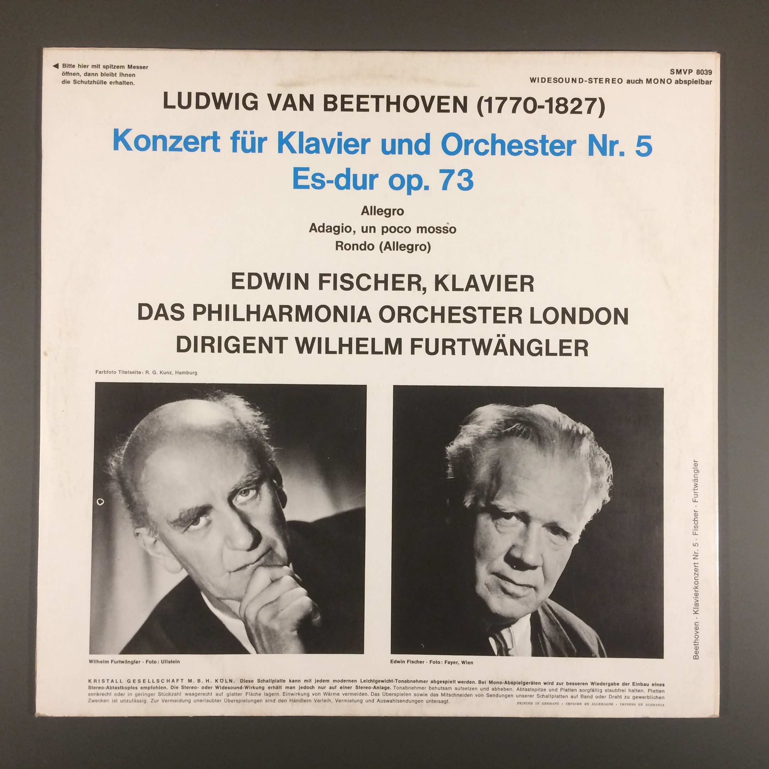 Klavierkonzert Nr. 5 - Beethoven (kapak - arka yüz) Klavierkonzert Nr. 5 - Beethoven